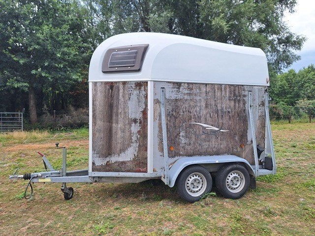 paarden aanhangwagen, Ophalen, Gebruikt, Hout, 1½-paards trailer