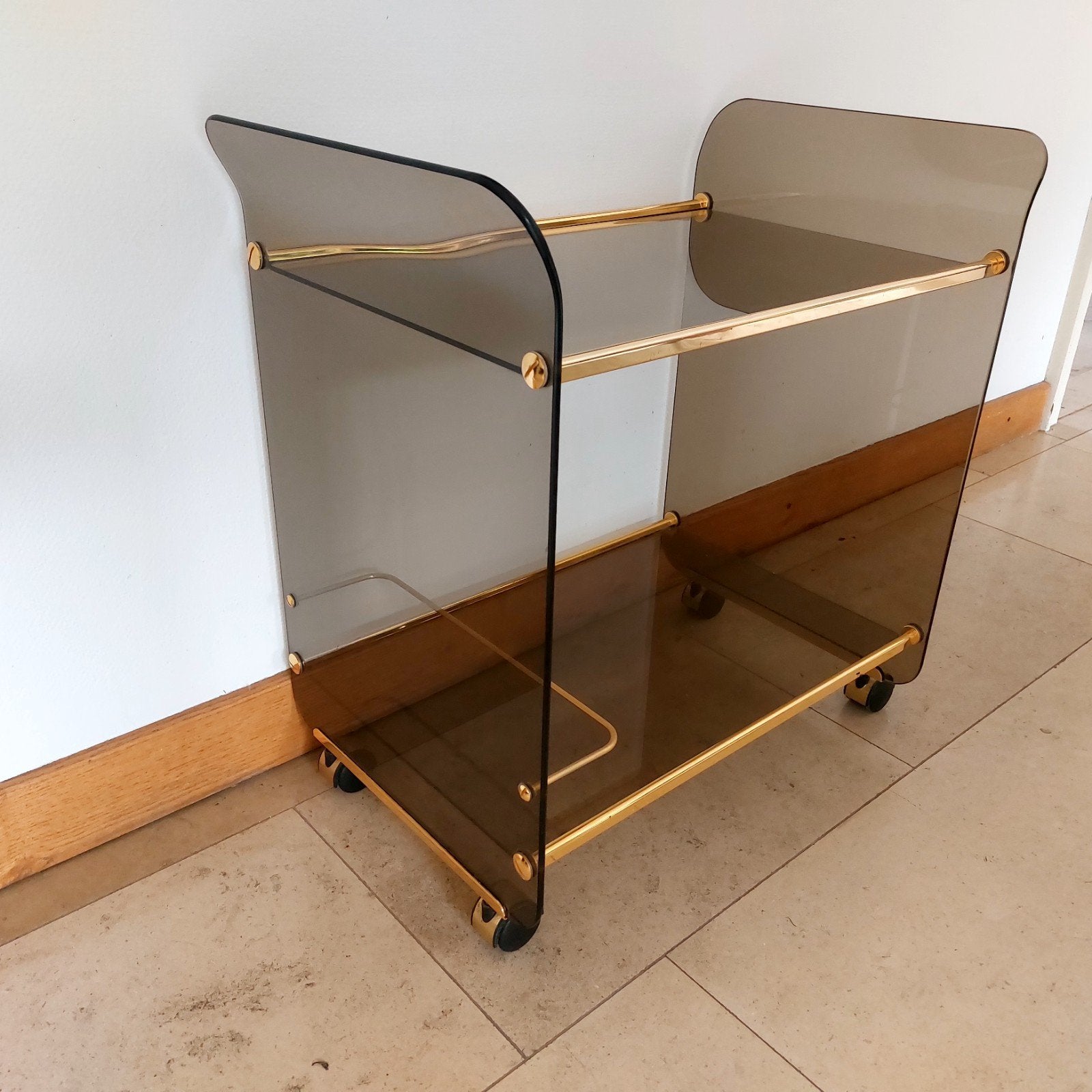 Chariot de bar vintage au design italien Umberto Mascagni, a, Enlèvement, Verre