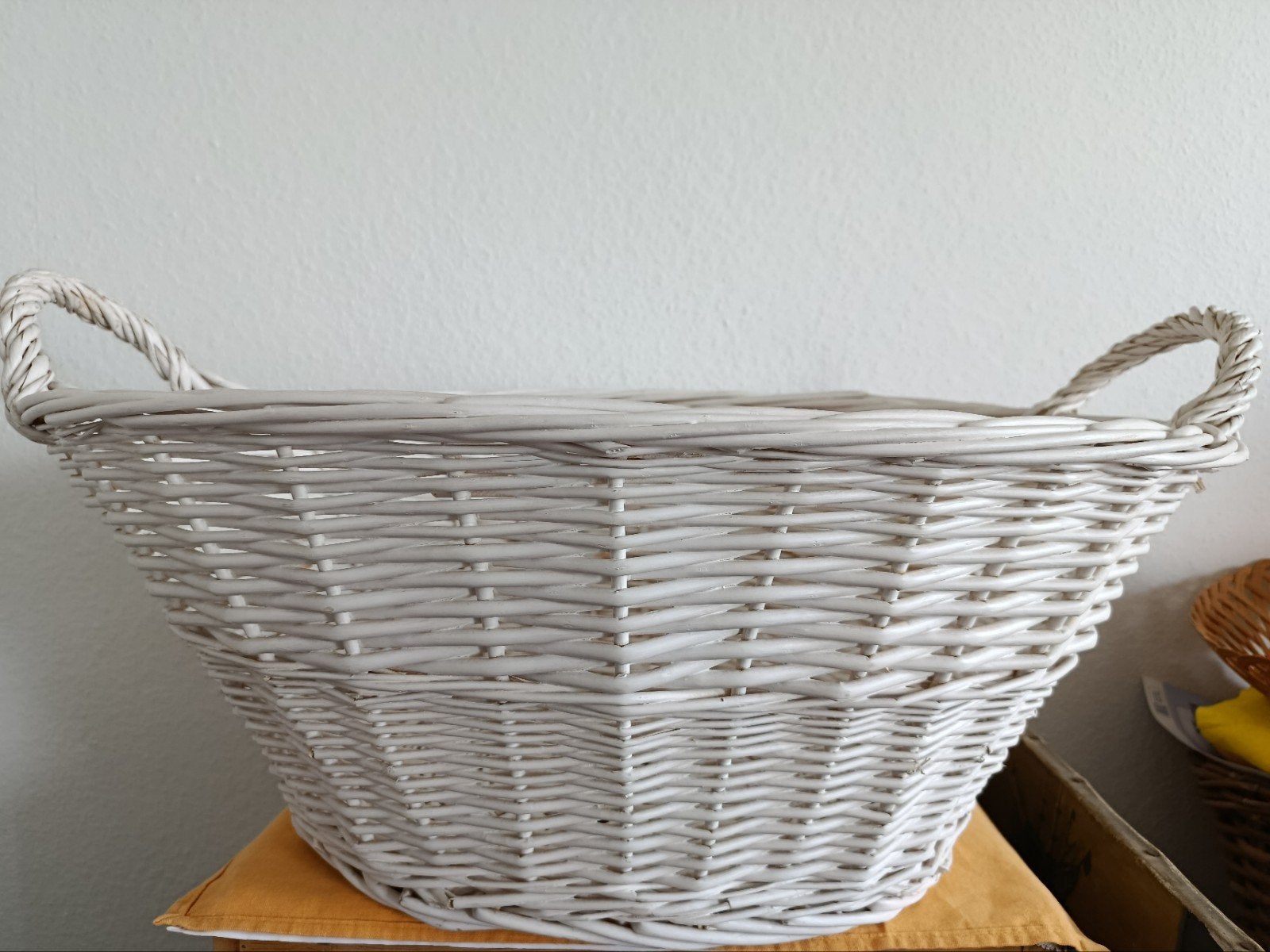 Manne à linge en osier ovale, ton BLANC 58x42cm, Enlèvement, Ovale, Osier