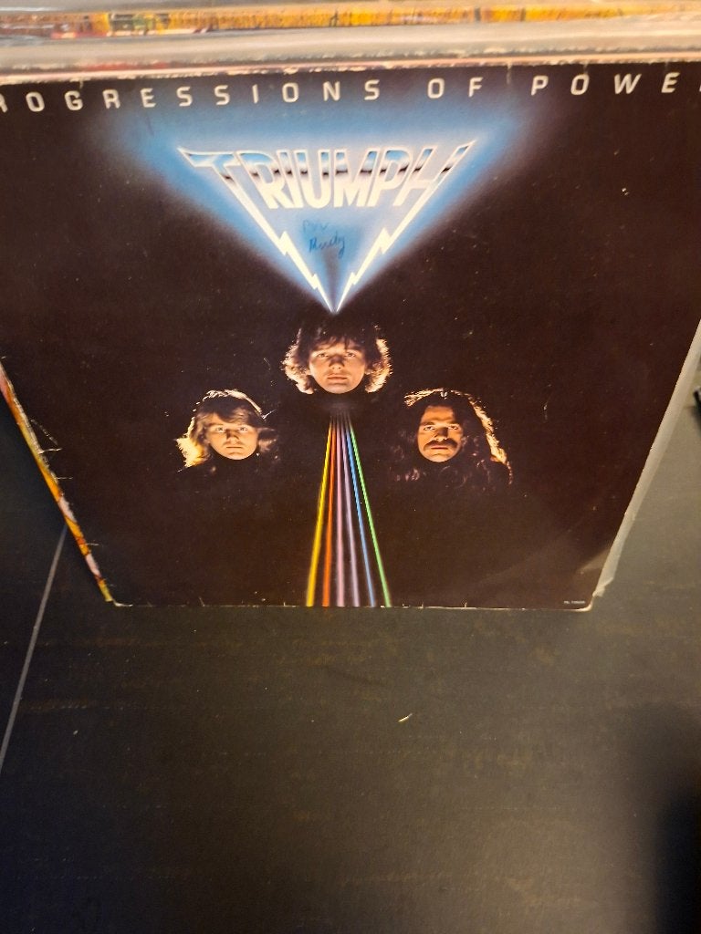 lp - triumph - progressions of power - vak 9, CD & DVD, Enlèvement ou Envoi, Utilisé, Hard rock, Pochette photo