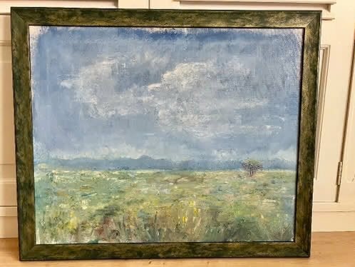 Vintage olieverf schilderij op doek-Scandinavisch landschap, Enlèvement, Peint à la main, Peinture à l'huile, Paysage