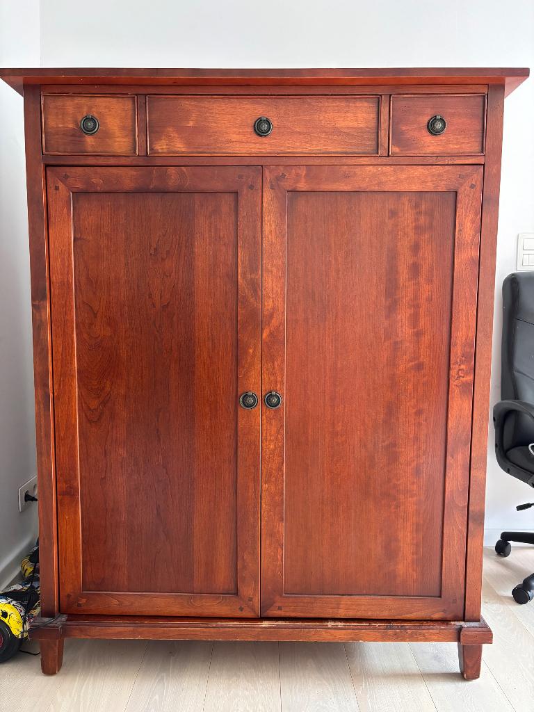 Kast met geïntegreerd bureau en verlichting, Maison & Meubles, Bureaux, Avec tiroirs, Comme neuf, Enlèvement, Brun