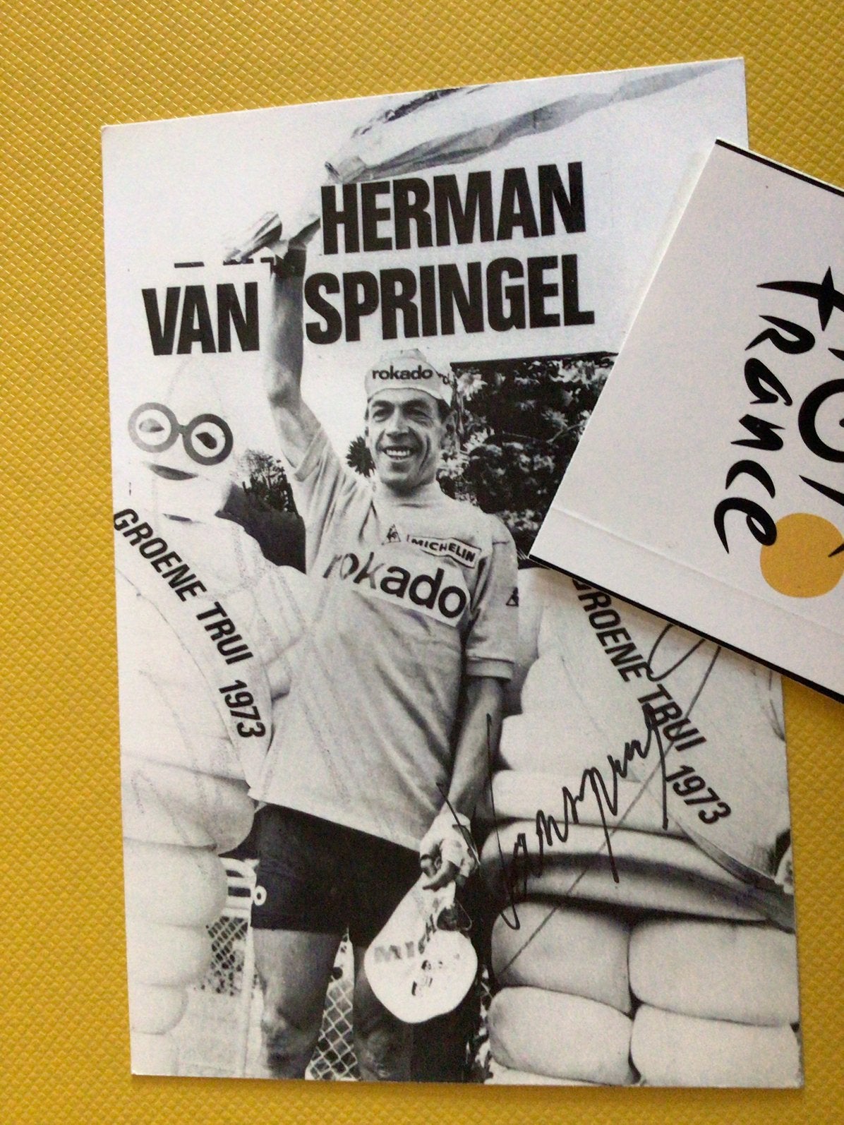 Wielerkaart tour de france herman van springel signe, Verzenden