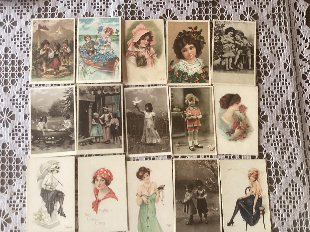 15 postkaarten prenten + folder BIO-TEX volledige reeks, Verzamelen, Ophalen of Verzenden, Gebruikt