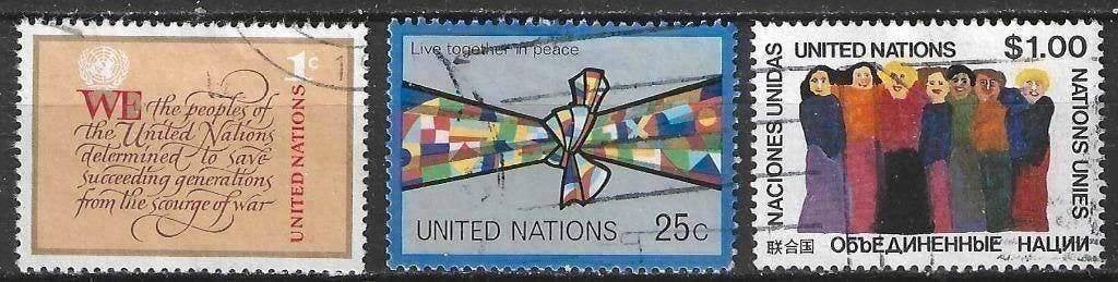 UN-New York 1978 - Yvert 283-285 - Charte avec drapeaux (ST), Envoi, Affranchi