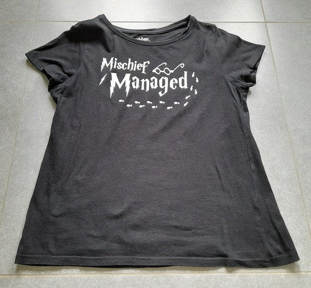 Zwarte T-shirt van Harry Potter, Primark, Maat 42/44 (L), Ophalen of Verzenden, Zo goed als nieuw