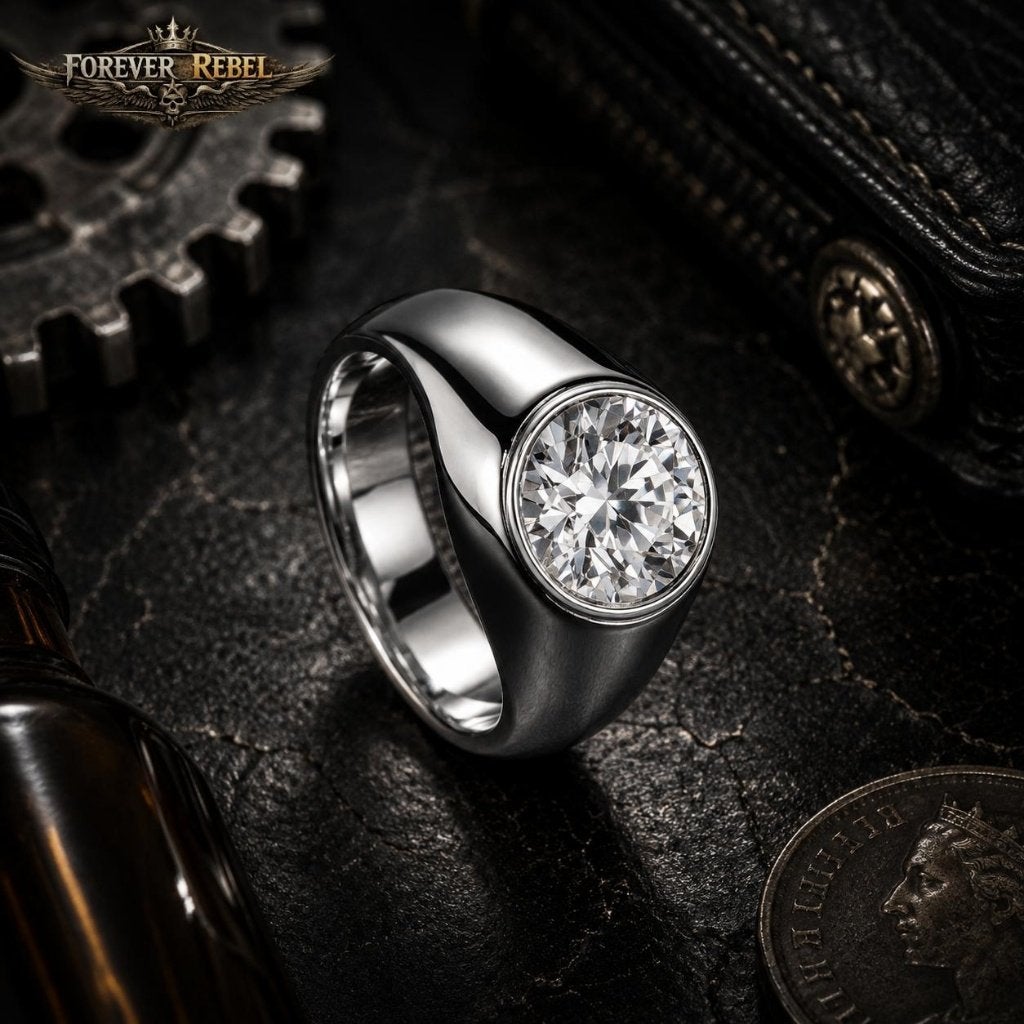 Silver Titan Moissanite Ring - 925 Zilver - Diverse Maten, Neuf, Avec pierre précieuse, Homme, Argent