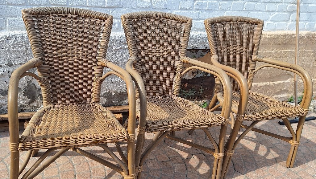 Fauteuil style bistrot beige, Ophalen, Gebruikt, Overige materialen, Stapelbaar