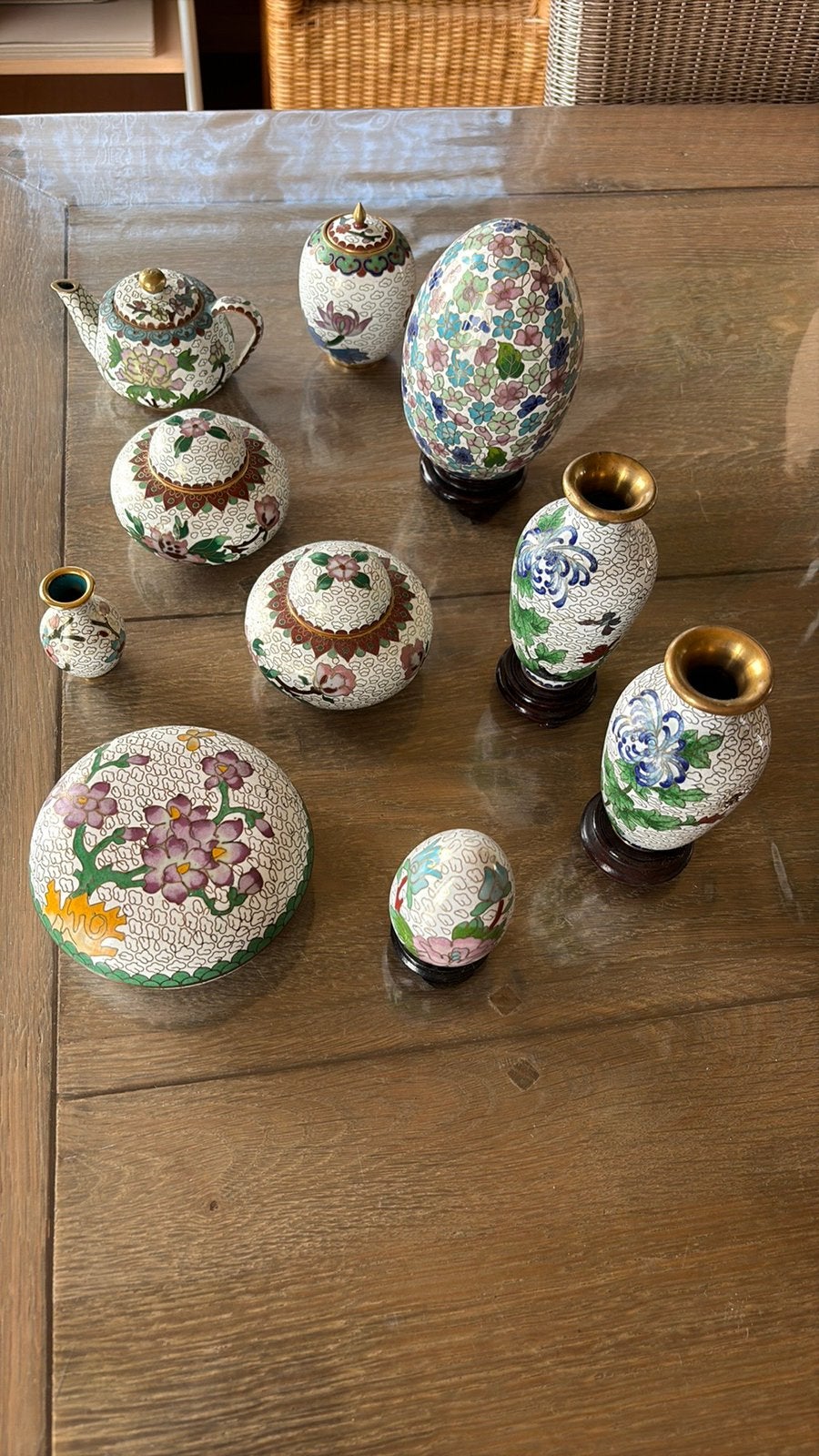 Cloisonné 10 stuks witte achtergrond, Ophalen of Verzenden, Koper