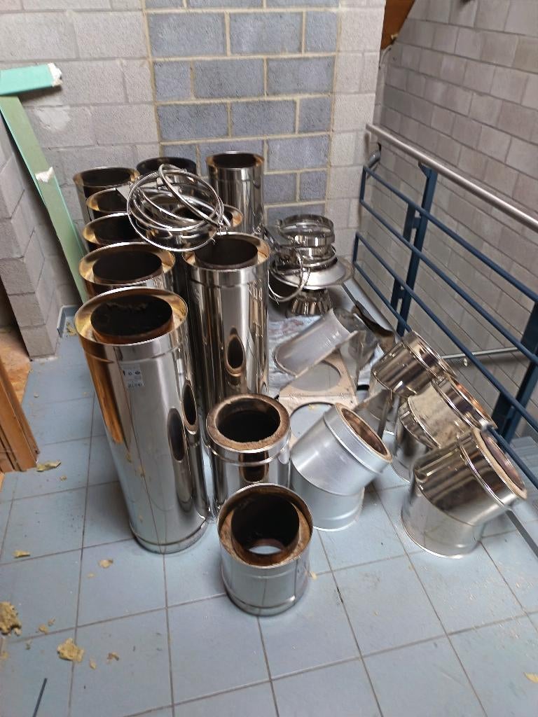 Set dubbelwandige roestvrijstalen schoorsteensproeiers, Ophalen, Inox, Gebruikt, 6 meter of meer
