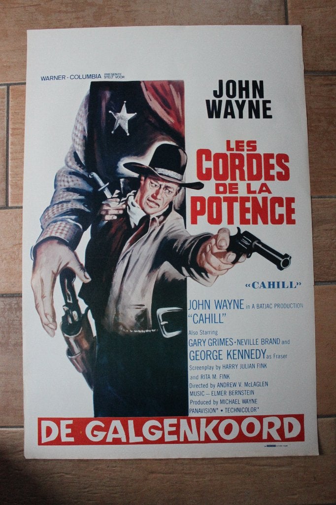 filmaffiche John Wayne Cahill 1973 filmposter, Rechthoekig Staand, Ophalen of Verzenden, Zo goed als nieuw, A1 t/m A3