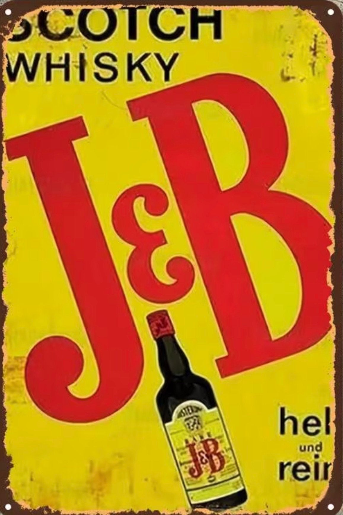 Houten reclamebord J&B scotch whisky retro vintage mancave, Verzamelen, Ophalen of Verzenden, Nieuw, Reclamebord
