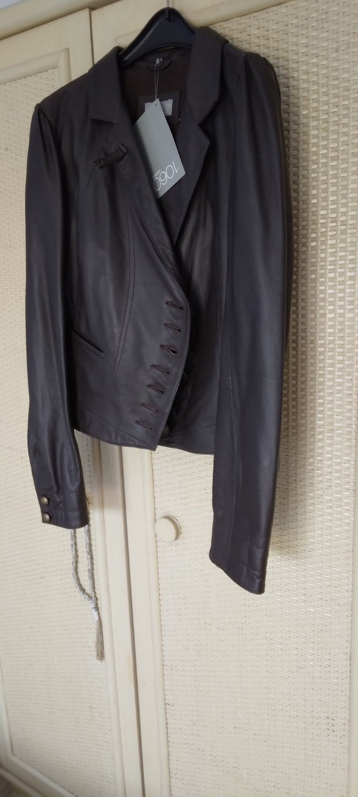 Veste style moto en véritable cuir très souple Nappa., Neuf, Enlèvement ou Envoi, Taille 36 (S), '