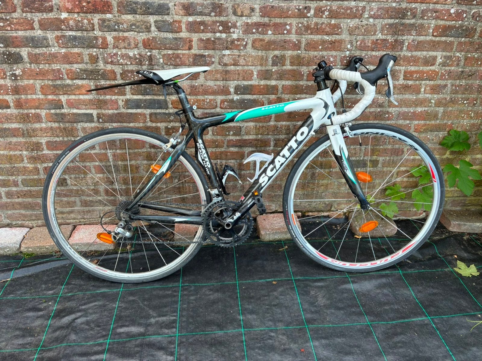koersfiets scatto + klikpedalen 12-14 jaar, 28 inch, Gebruikt, Carbon, Velgrem