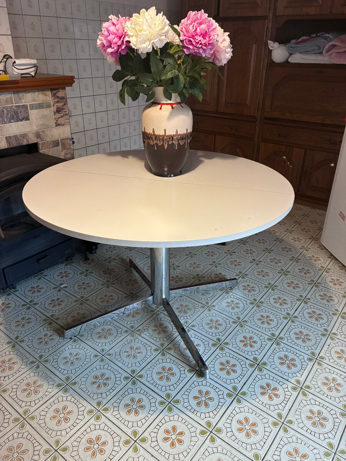 Keukentafel, Huis en Inrichting, Tafels | Eettafels, Ophalen, Gebruikt, Rond