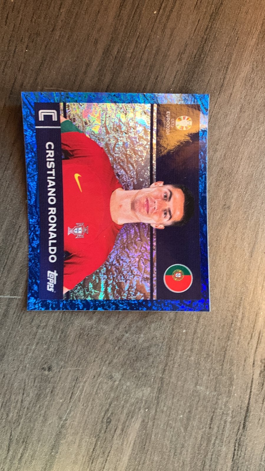 Ronaldo euro 2024 stikker blauwe rand, Enlèvement ou Envoi, Comme neuf