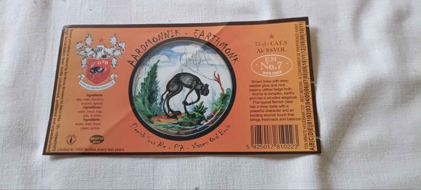 Bieretiket aardmonnik br de struise brouwers Vleteren, Verzamelen, Ophalen of Verzenden