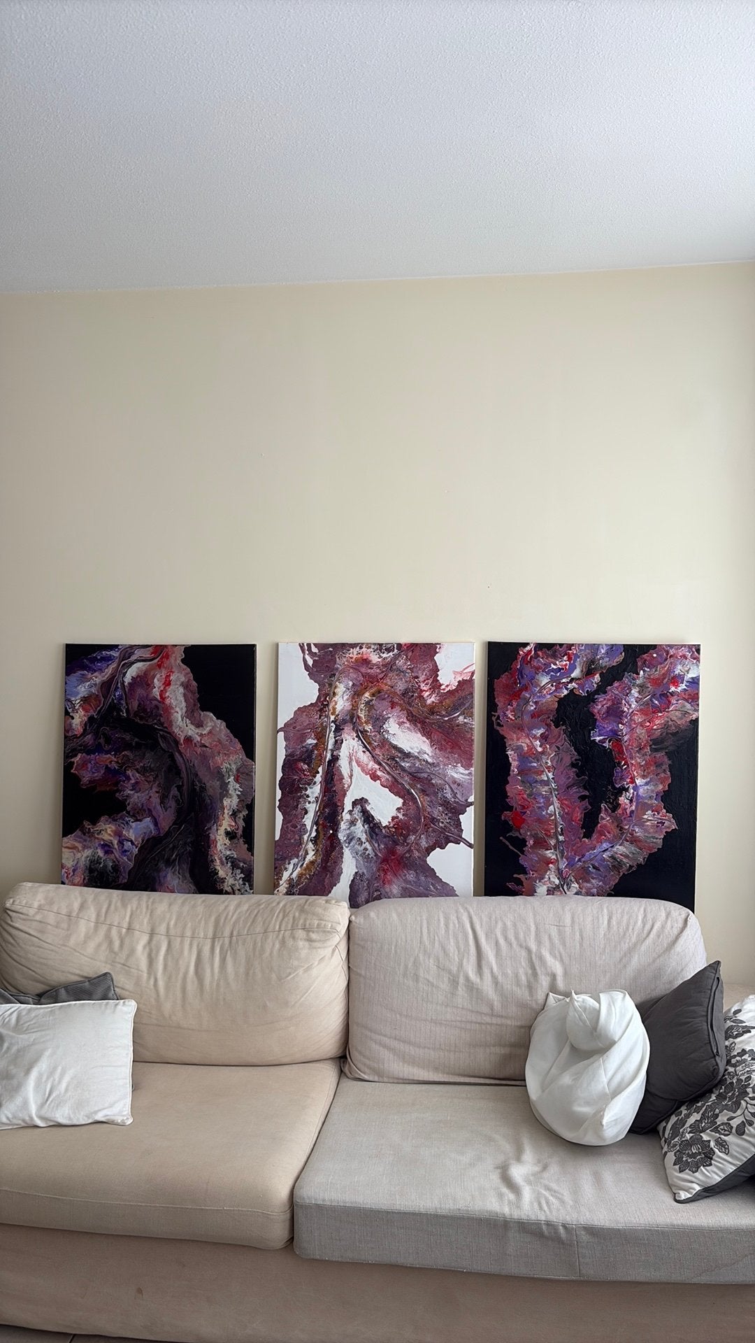 “Crimson Flow” – Origineel abstract drieluik | MDP, Ophalen