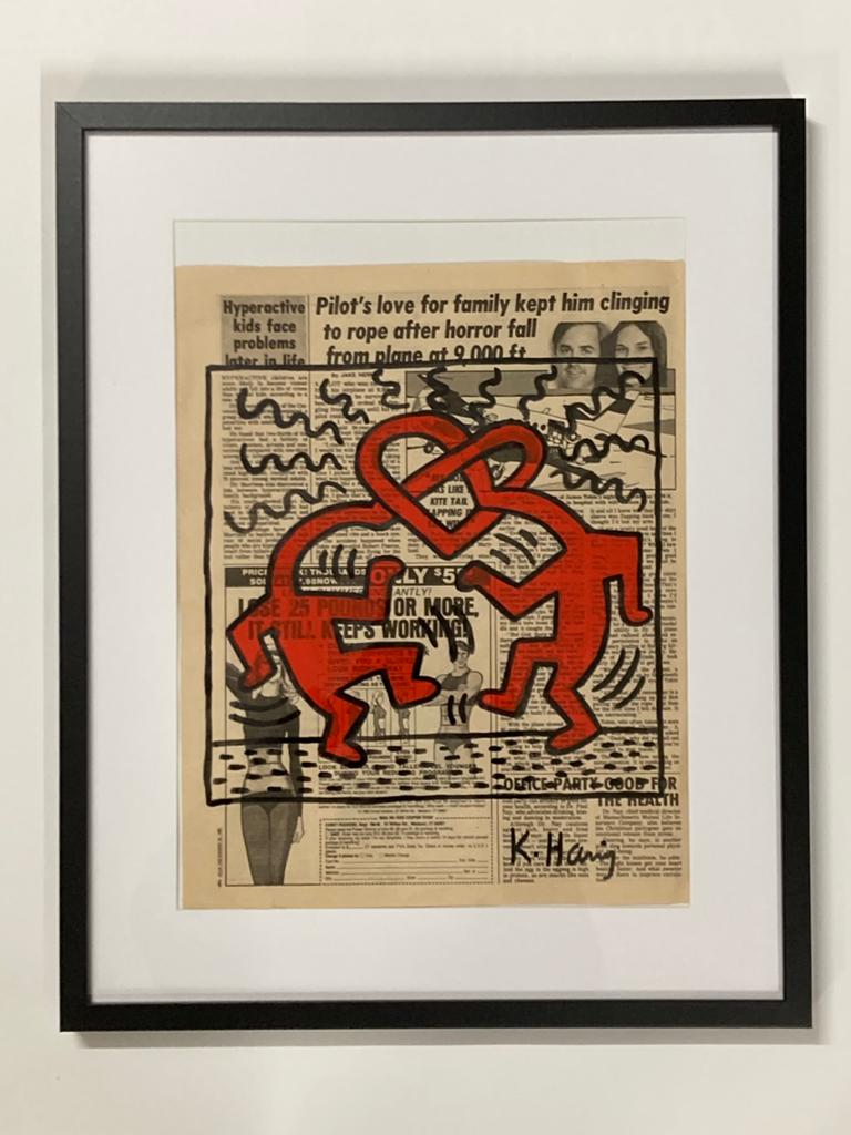 Keith Haring (After) : dessin sur papier journal, Antiquités & Art, Art | Objets design, Enlèvement ou Envoi