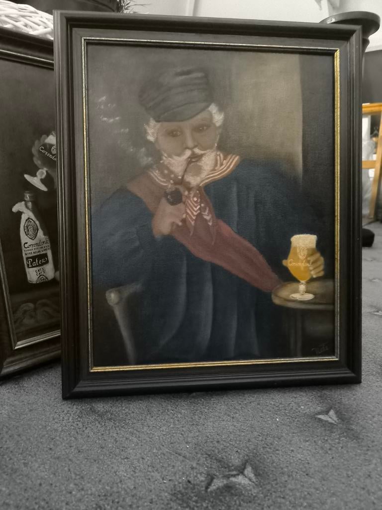 Schilderij boer met Corsendonk bier, Ophalen