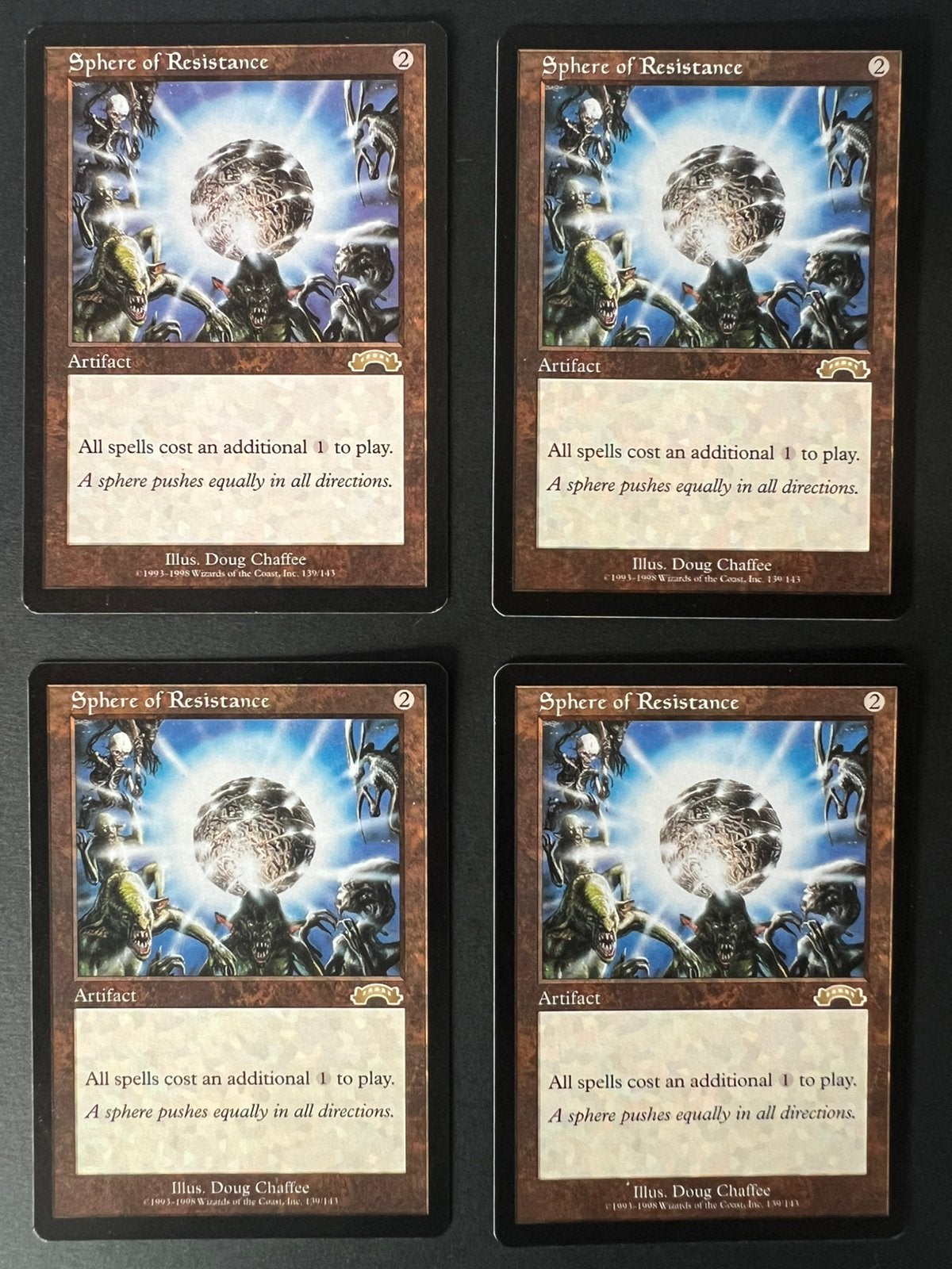 MTG 4 Sphere of Resistance – Exodus 1998 – Original Playset, Enlèvement ou Envoi, Foil