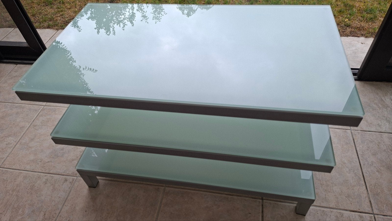 te koop tv meubel metaal - glas, Huis en Inrichting, Ophalen, 50 tot 100 cm, Zo goed als nieuw, Glas