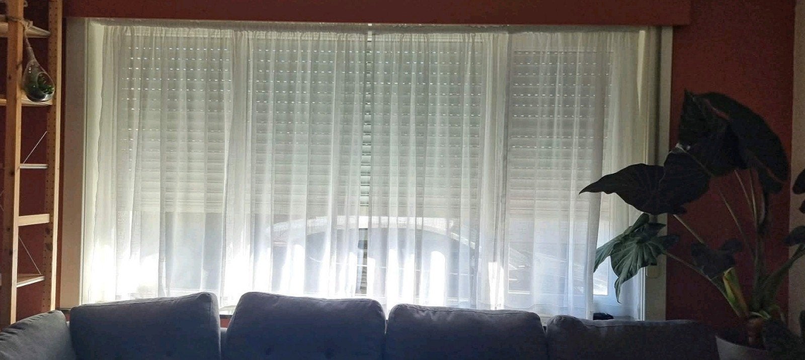 4 voilages blancs + tringle – 4 witte vitrages + gordijnrail