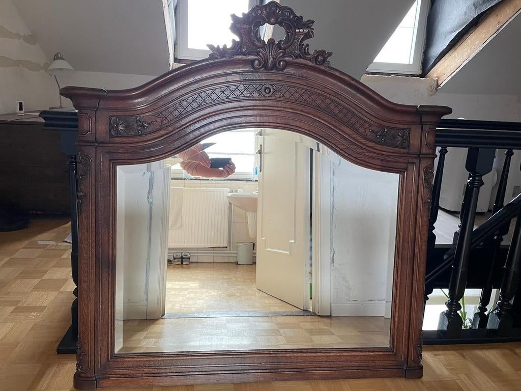 Beau miroir ancien de Liège, Enlèvement, Rectangulaire, 100 à 150 cm, 100 à 150 cm