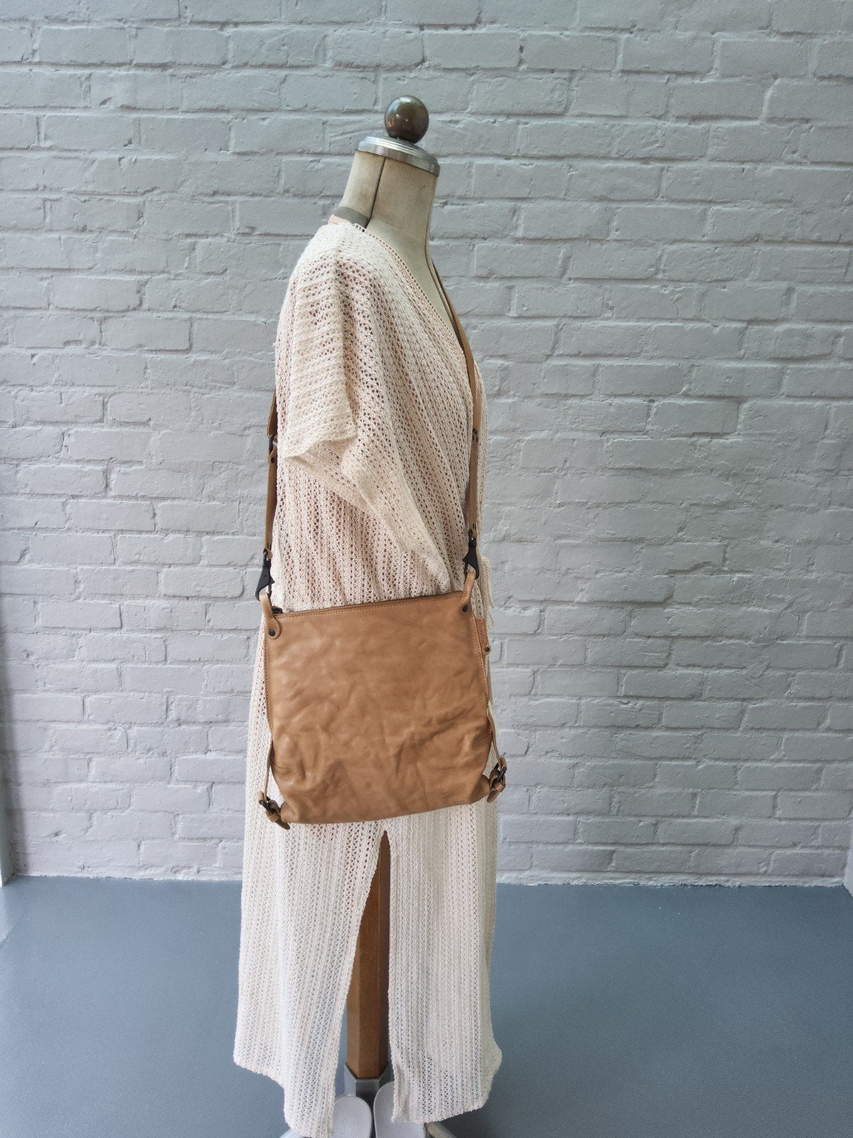 Sandkleurige lederen handtas Aunts & Uncles, Overige merken, Beige, Ophalen of Verzenden, Zo goed als nieuw
