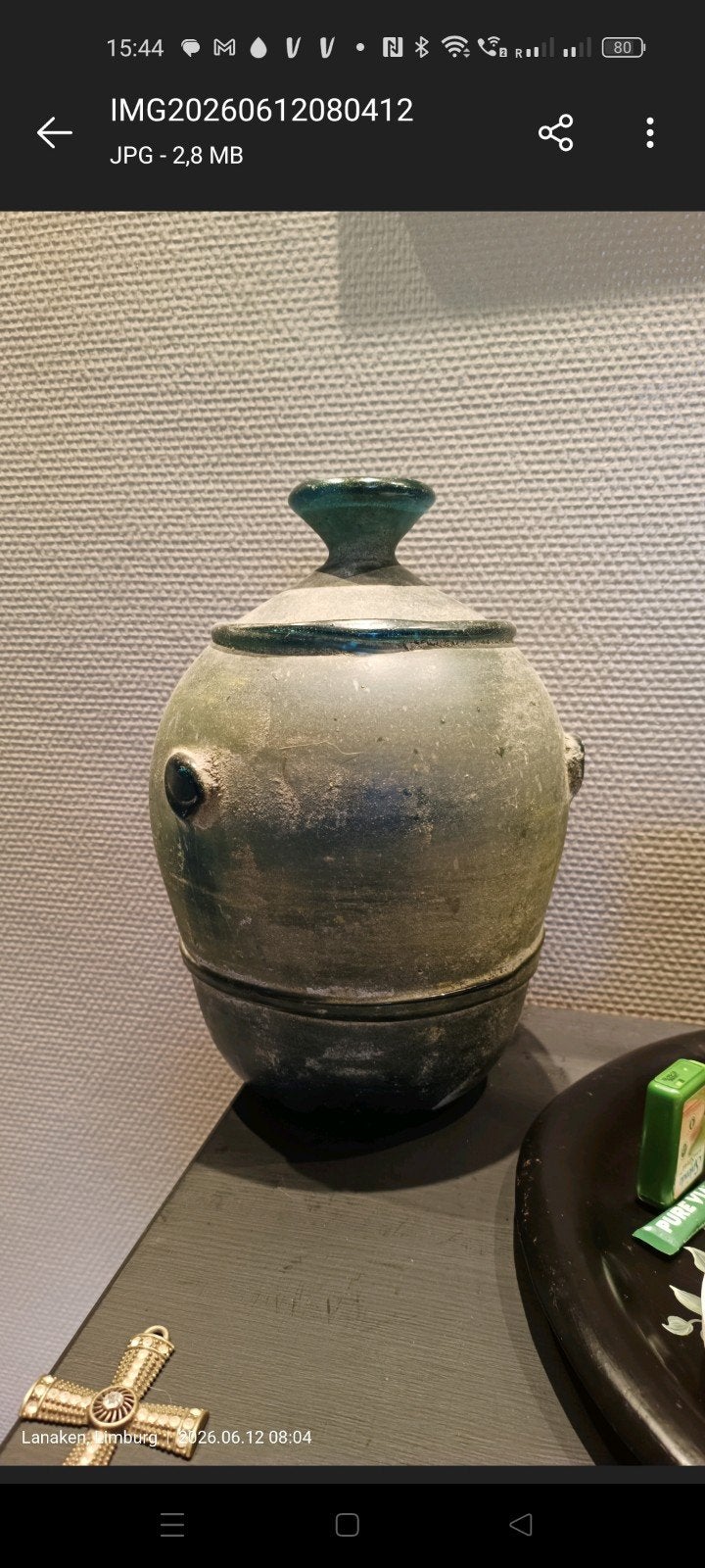 tover Urn, blauw of groen Romeinse stijl, Huis en Inrichting, Woonaccessoires | Vazen, Ophalen, Blauw