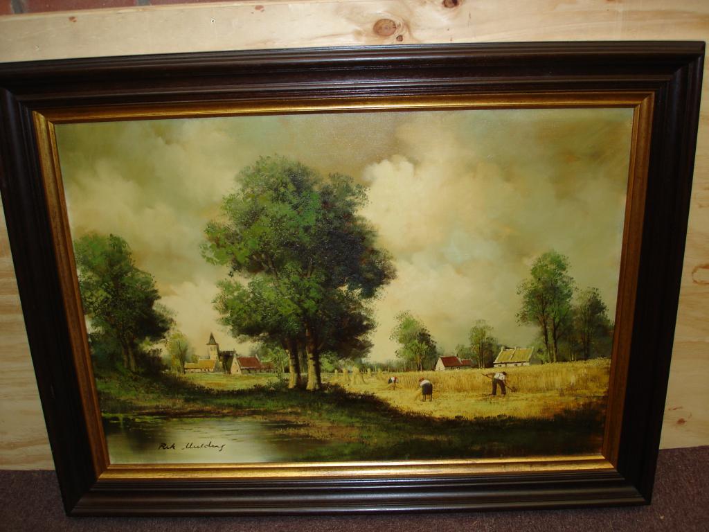 Korenoogst " Mooi Groot werk Van Kunst schilder Rik Mulders, Ophalen