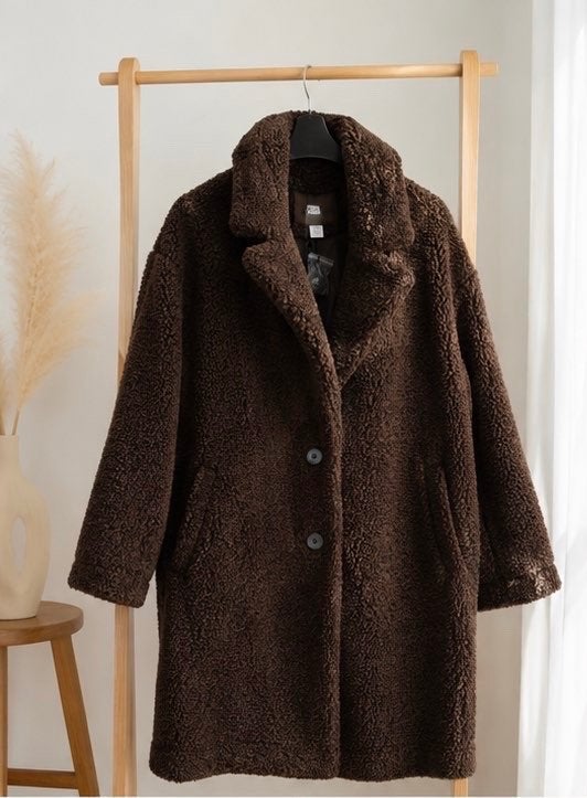 Manteau teddy, Enlèvement, Neuf, Taille 42/44 (L), Brun