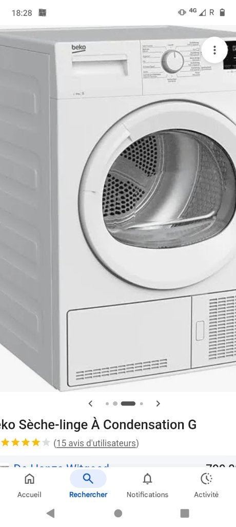 Sèche linge Beko 8 kg à condensation, 6 à 8 kg, Programme laine, Comme neuf, Chargeur frontal