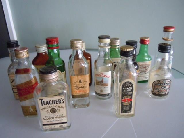 lot van 14 Lege mini whisky flesjes - vintage, Ophalen of Verzenden, Gebruikt