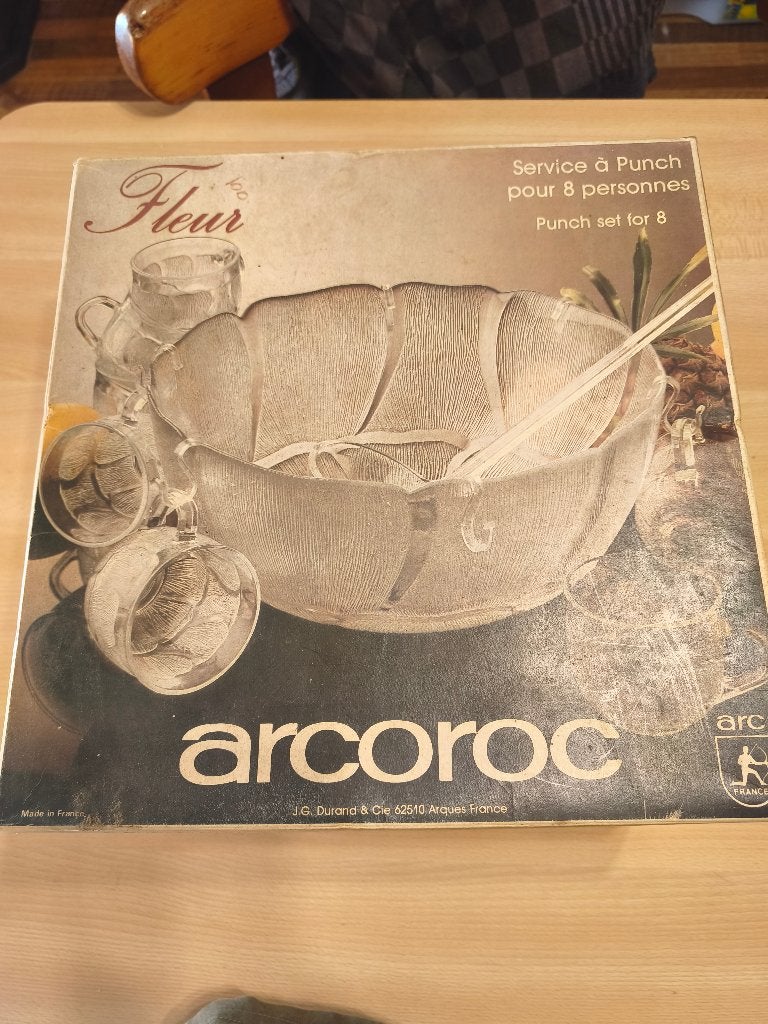 Service à punch vintage Arcoroc "Fleur" complet, Enlèvement
