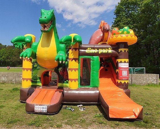 Dino springkasteel te koop met attest, blazer en garantie, Ophalen, Gebruikt