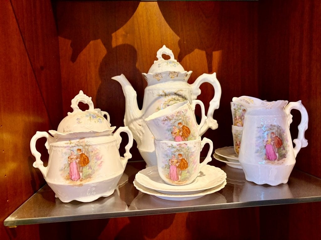 Vintage porseleinen koffie-/theeservies – romantisch decor, Ophalen of Verzenden