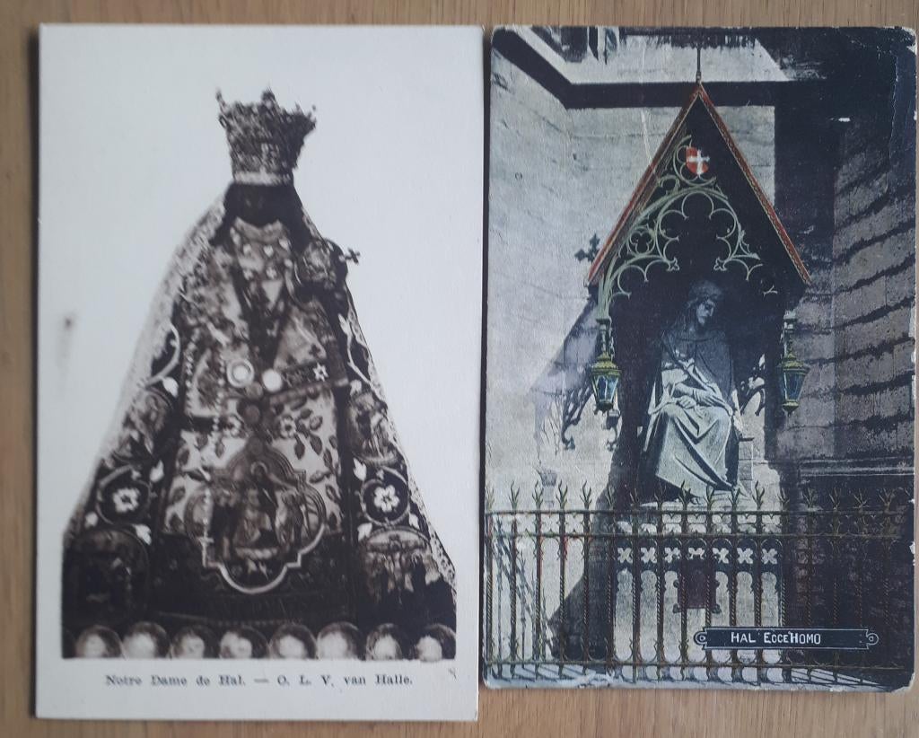 2 oude postkaarten HALLE O.L.Vrouw Halle & Ecce Homo, Verzamelen, Verzenden, Voor 1920, Ongelopen