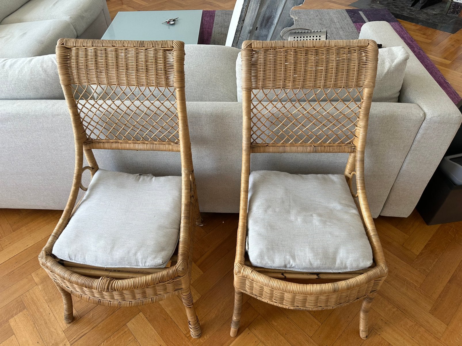 Duo de chaises en osier, Maison & Meubles, Chaises, Enlèvement, Utilisé, Brun, Deux