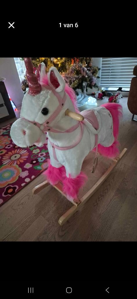 Schommeldier eenhoorn met geluid, Ophalen, Met geluid, Zo goed als nieuw, Middelgroot (20 tot 80 cm)