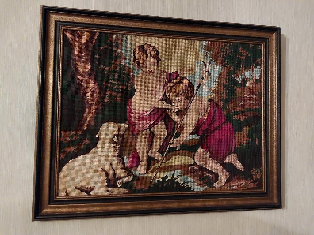 Broderie dans le cadre magnifique d'une scène pastorale., Enlèvement