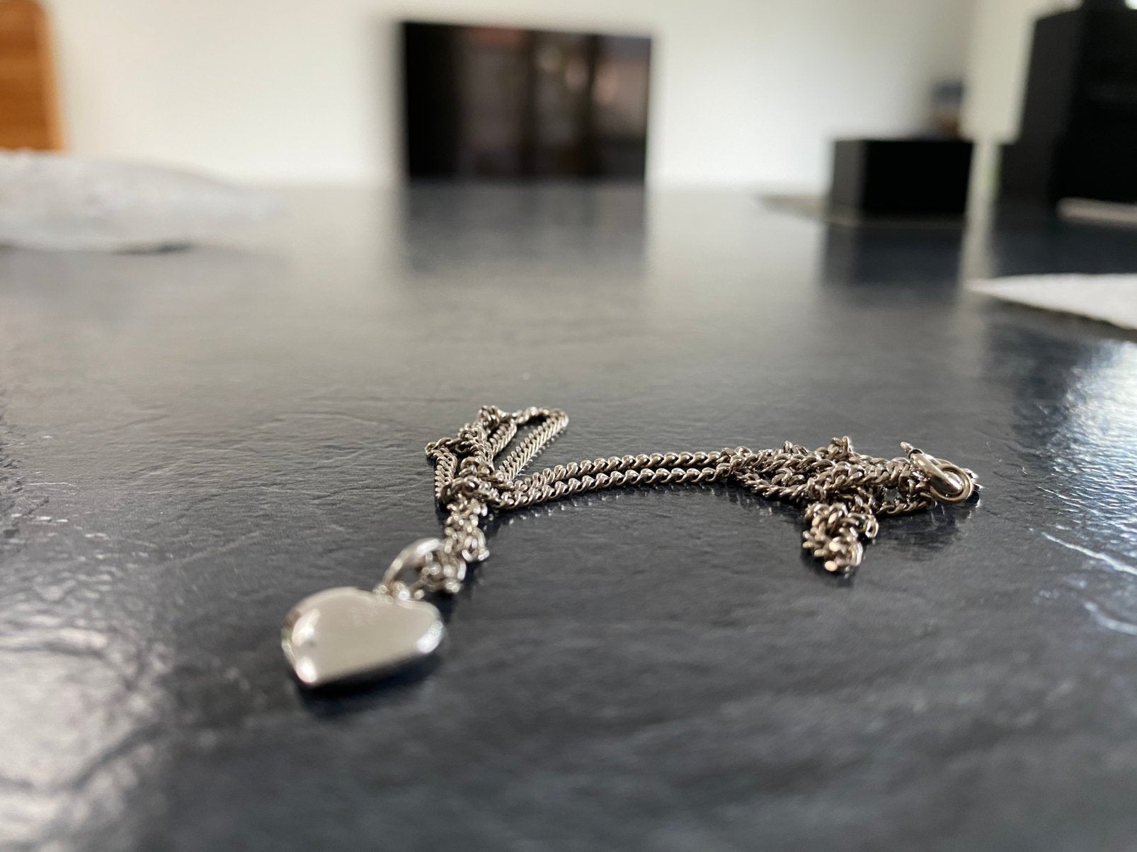 Zilveren ketting met hartje, Bijoux, Sacs & Beauté, Bracelets à breloques, Enlèvement ou Envoi, Comme neuf, Argent
