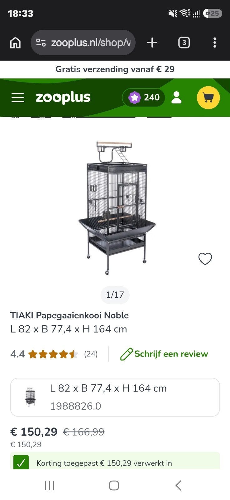 papegaai / parkieten kooi, nog nieuw in de doos, Enlèvement, Neuf, Aluminium, Cage à oiseaux