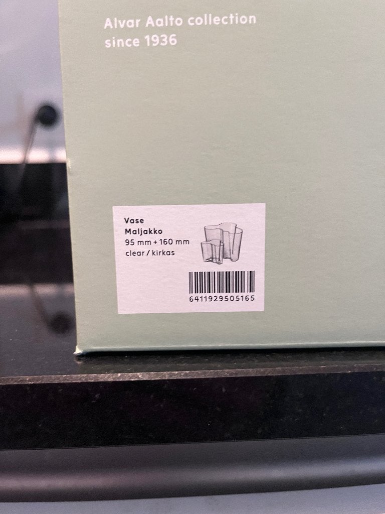 Iittala Alvar Aalto Vaas 160mm + Vaas 95mm Helder, Ophalen, Zo goed als nieuw, Transparant, Glas