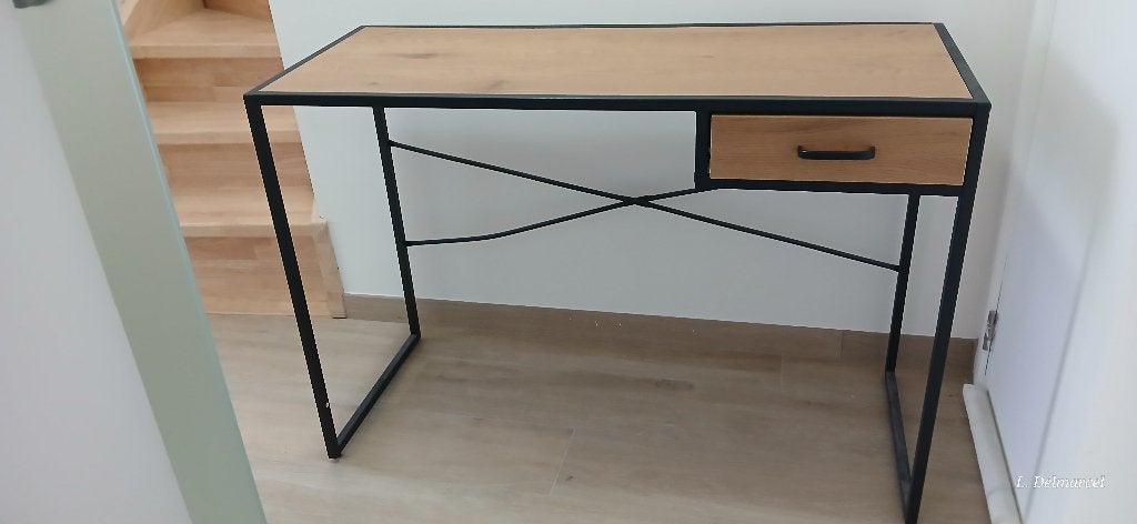 bureau, Huis en Inrichting, Ophalen, Zwart, 110 cm, Met lades