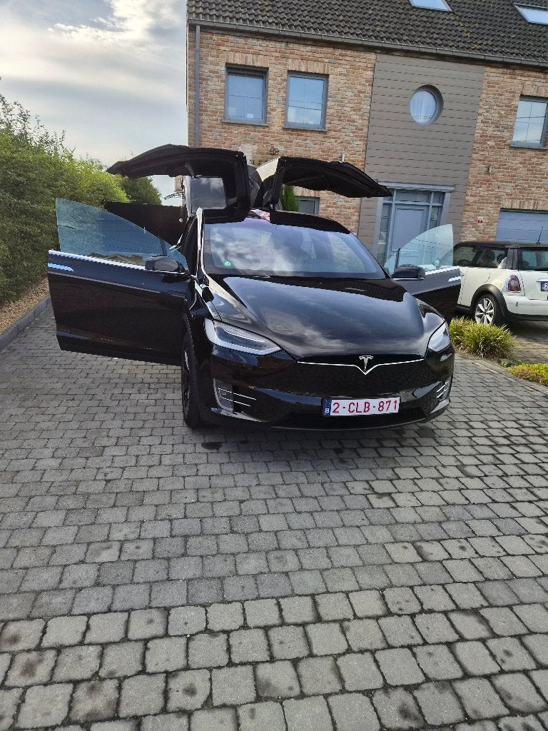 Tesla Model X, Auto's, Automaat, Model X, Leder en Stof, Zwart