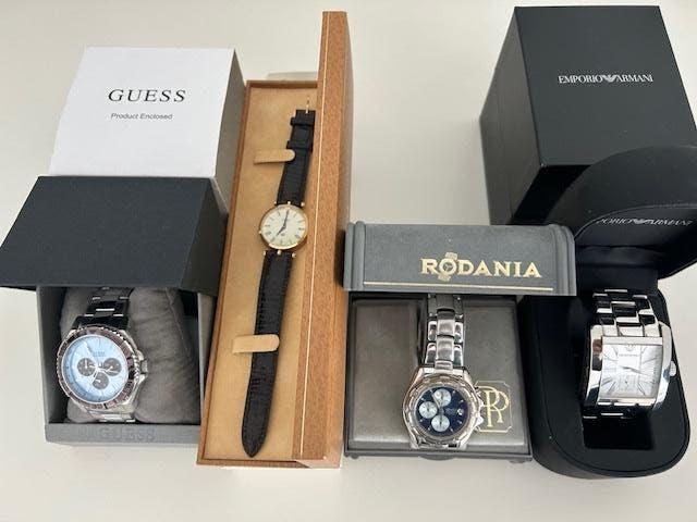 Gucci Armani Guess Rodania herenhorloges, Ophalen, Leer