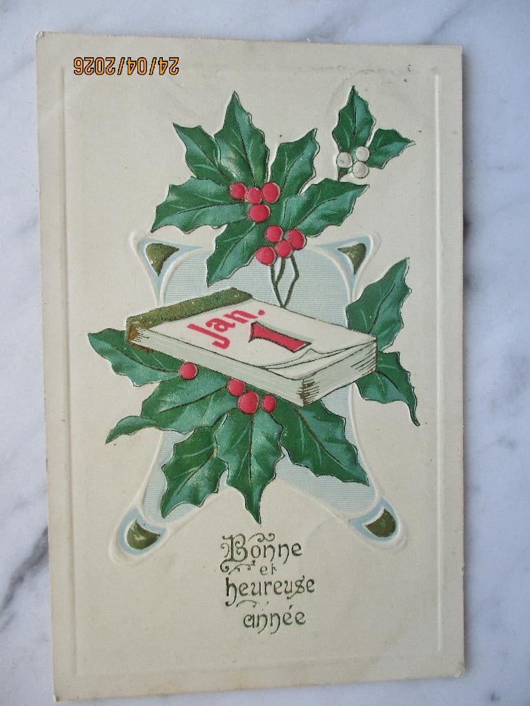 nieuwjaar 1 januari kalender hulst 1908, Verzamelen, Verzenden, Voor 1920, Gelopen, Feest(dag)