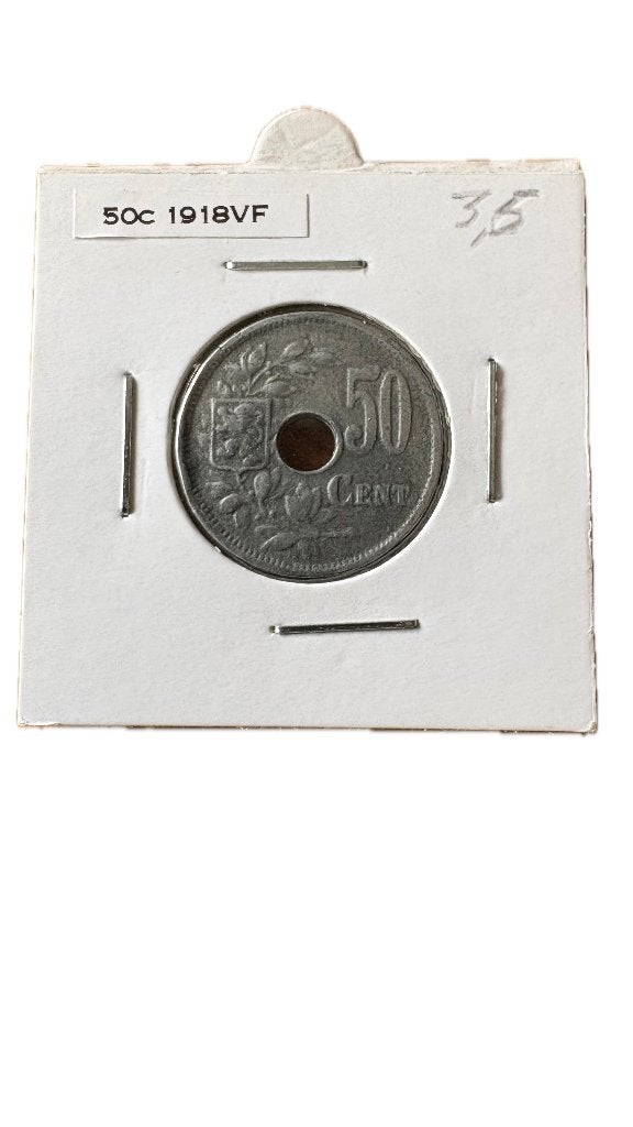ALBERT I : 50 CENTIMES occupation 1918VF (1), Timbres & Monnaies, Enlèvement ou Envoi