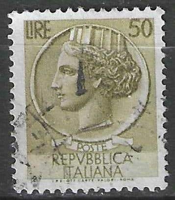 Italie 1955/1960 - Yvert 717B - Munt van Syracus - 50 l (ST), Verzenden, Gestempeld